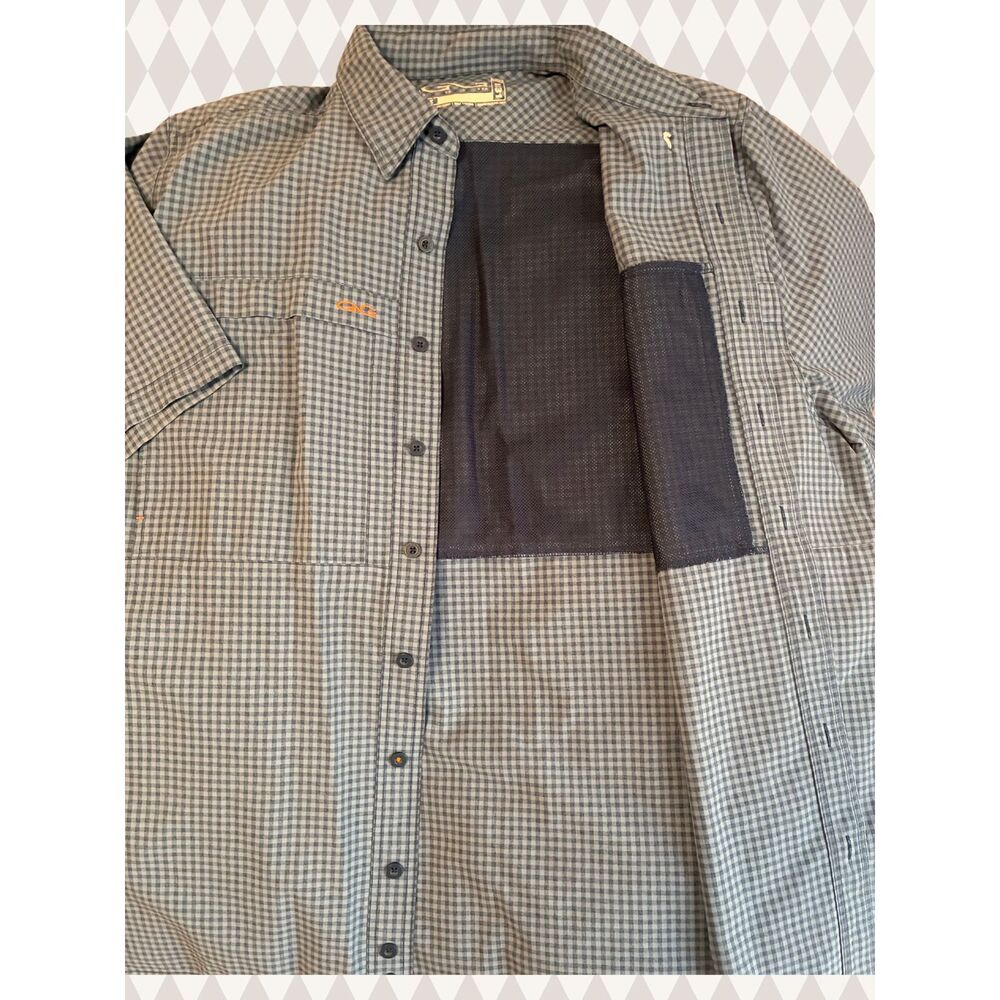 Game Guard Men's Fishing Shirt Short Sleeve Blue Plaid Great Condition